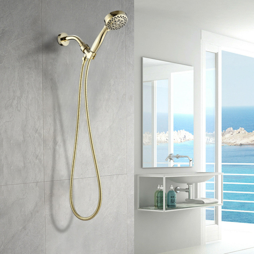 5 Spray Settings Hand Shower Set, Gold