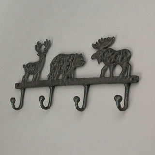 Cast Iron Moose Bear Deer Hook Rack Wall Mounted Coat Holder Cabin Home Decor