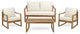 Acacia Wood 4-Piece Patio Set with Cushioned Seating and Matching Coffee Table