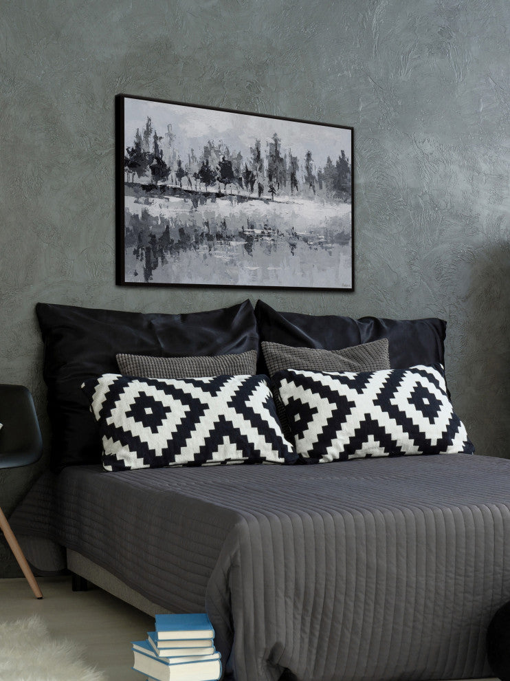 "Dark Lake" Floater Framed Painting Print on Canvas, 60"x40"