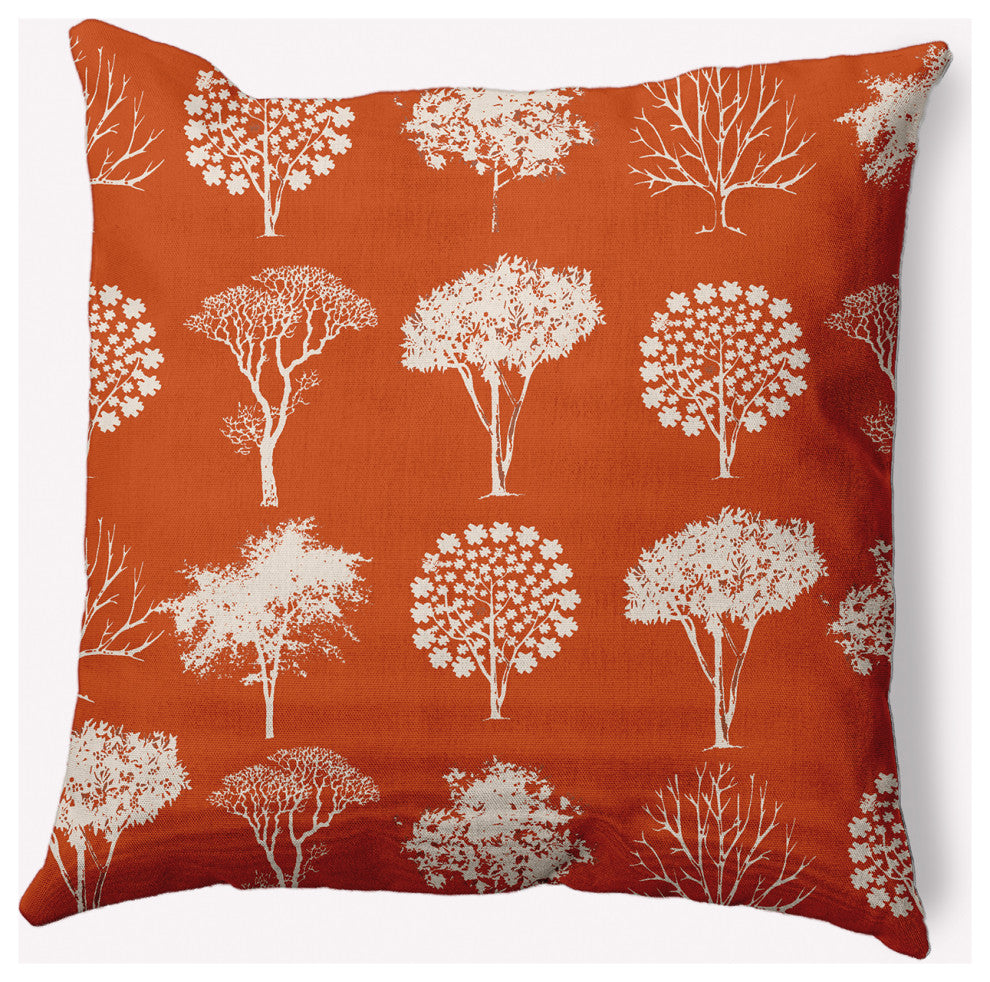 18" x 18" Field of Trees Indoor/Outdoor Polyester Throw Pillow, Sienna