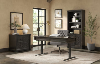 Traditional Wood Bookcase With Doors Office Assembled Dark Brown