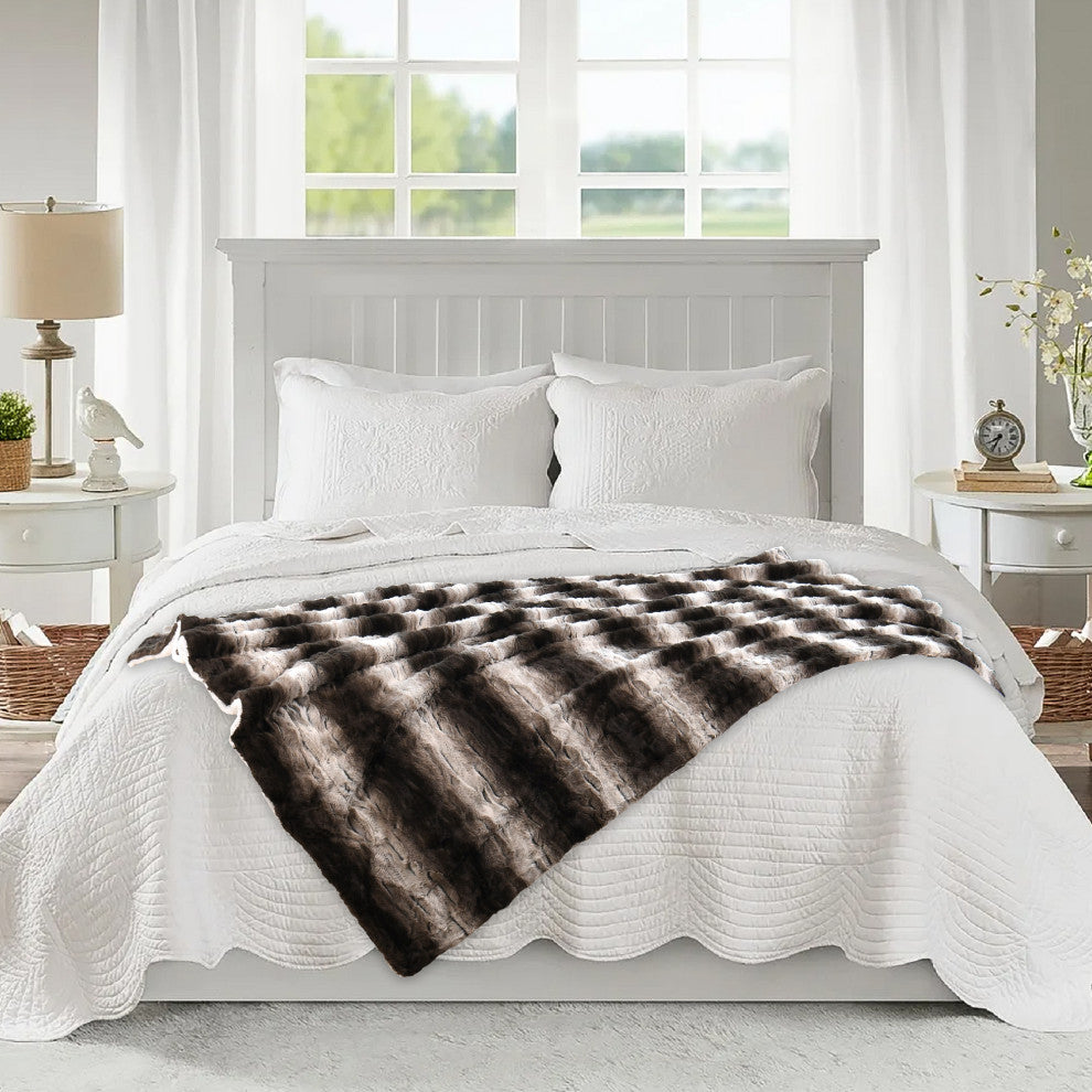 Elite Faux Fur Throw Blanket With Sherpa Backing, Claire, 50" X 60"