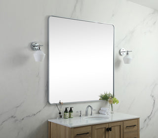 Ellis Soft Corner Metal Square Mirror 48x48 Inch, Silver