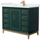 Marlena 42" Green Single Vanity, Cultured Top, Bronze Trim