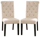 Set of 2 Dining Chairs, Antique Black and Ivory