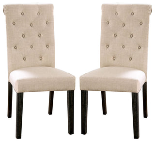 Set of 2 Dining Chairs, Antique Black and Ivory