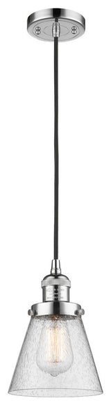1-Light Small Cone 6" Pendant, Polished Chrome, Glass: Seedy