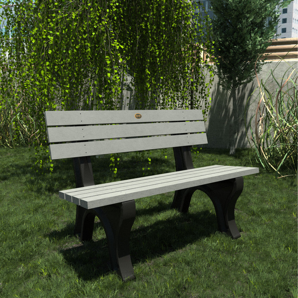 Aurora Traditional 4' Park Bench, Weathered Acorn, Coastal Teak