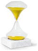 Hand Blown 45 Minute Sand Timer, Neon Yellow Sand On White Marble Base