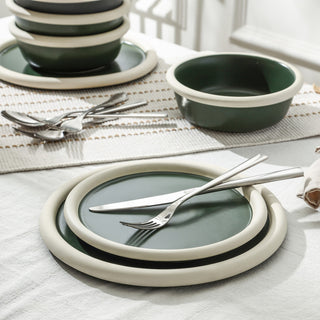 Stone Lain Capri Stoneware 24-Piece Dinnerware Set, Green