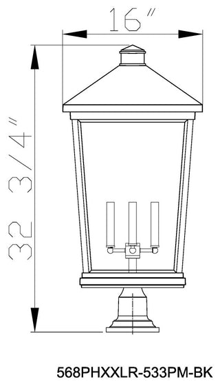 Z-Lite 4 Light Outdoor Pier Mounted Fixture, Black, 568PHXXLR-533PM-BK