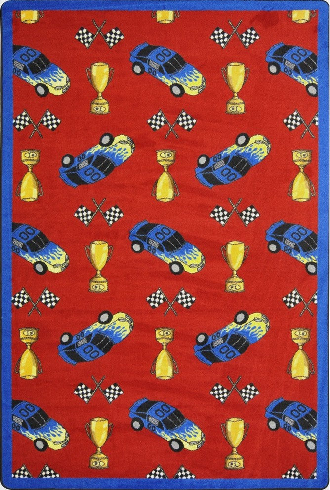 Playful Patterns Rug, Start Your Engines, 7'8"x10'9", Red