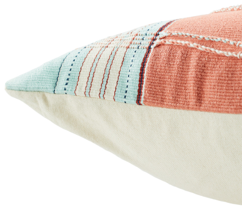 Jaipur Living Pungro Tribal Sky Blue/Coral Poly Fill Pillow 18" Square