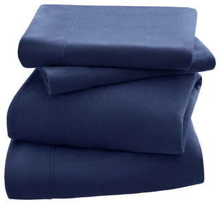 Peak Performance Knitted Micro Fleece Solid Sheet Set, Navy, King