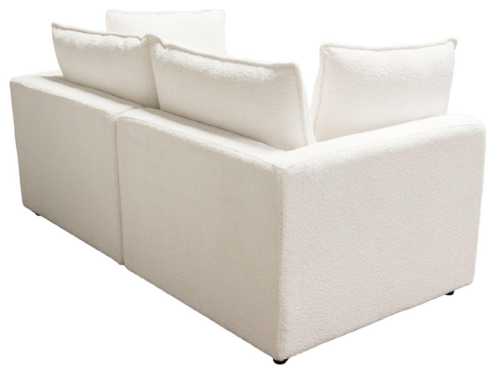 Ivy 2-Piece Modular Sofa in White Faux Shearling by Diamond Sofa