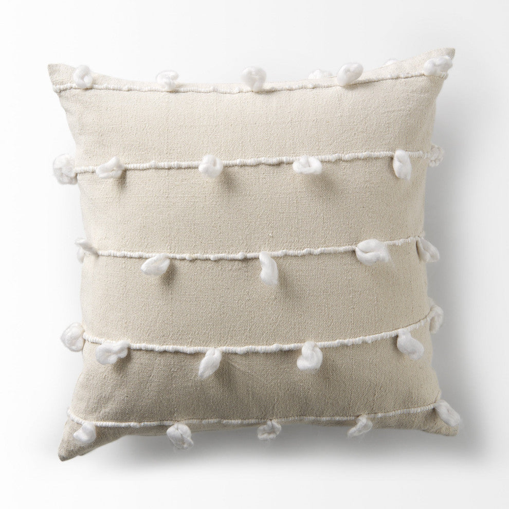 Clouds on Cream Canvas Square Pillow Cover