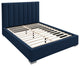 Pierce Linen Textured Fabric Upholstered Bed, Navy, Twin