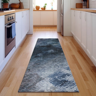 Premium Machine Washable Mayfield AMF590 Blue 2'3" x 7'6" Runner Rug