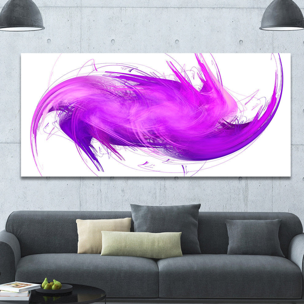 Abstract Purple Fractal Pattern, Oversized Abstract Canvas Art Print, 60x28