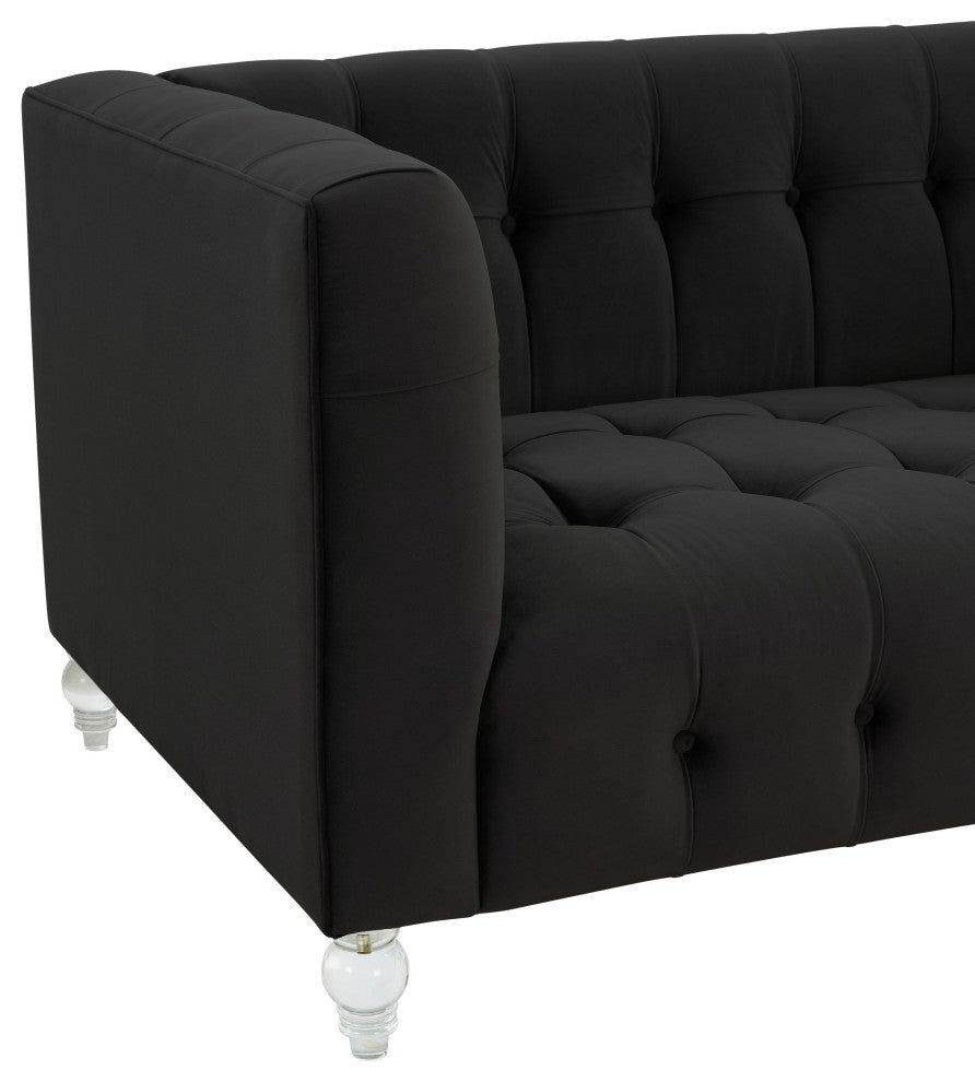 Bea Black Velvet Loveseat