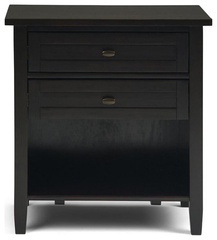 Warm Shaker Solid Wood 24 Inch Wide Bedside Nightstand Table In Hickory Brown