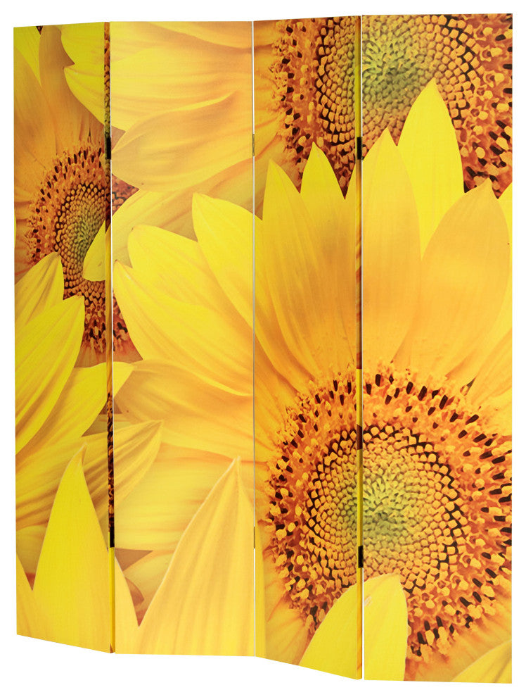6' Tall Double Sided Sunflowers Canvas Room Divider