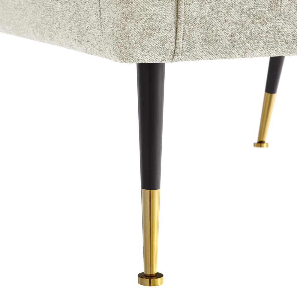 Inspired Home Holt Accent Chair Velvet/Linen 30Lx32Wx36H, Beige