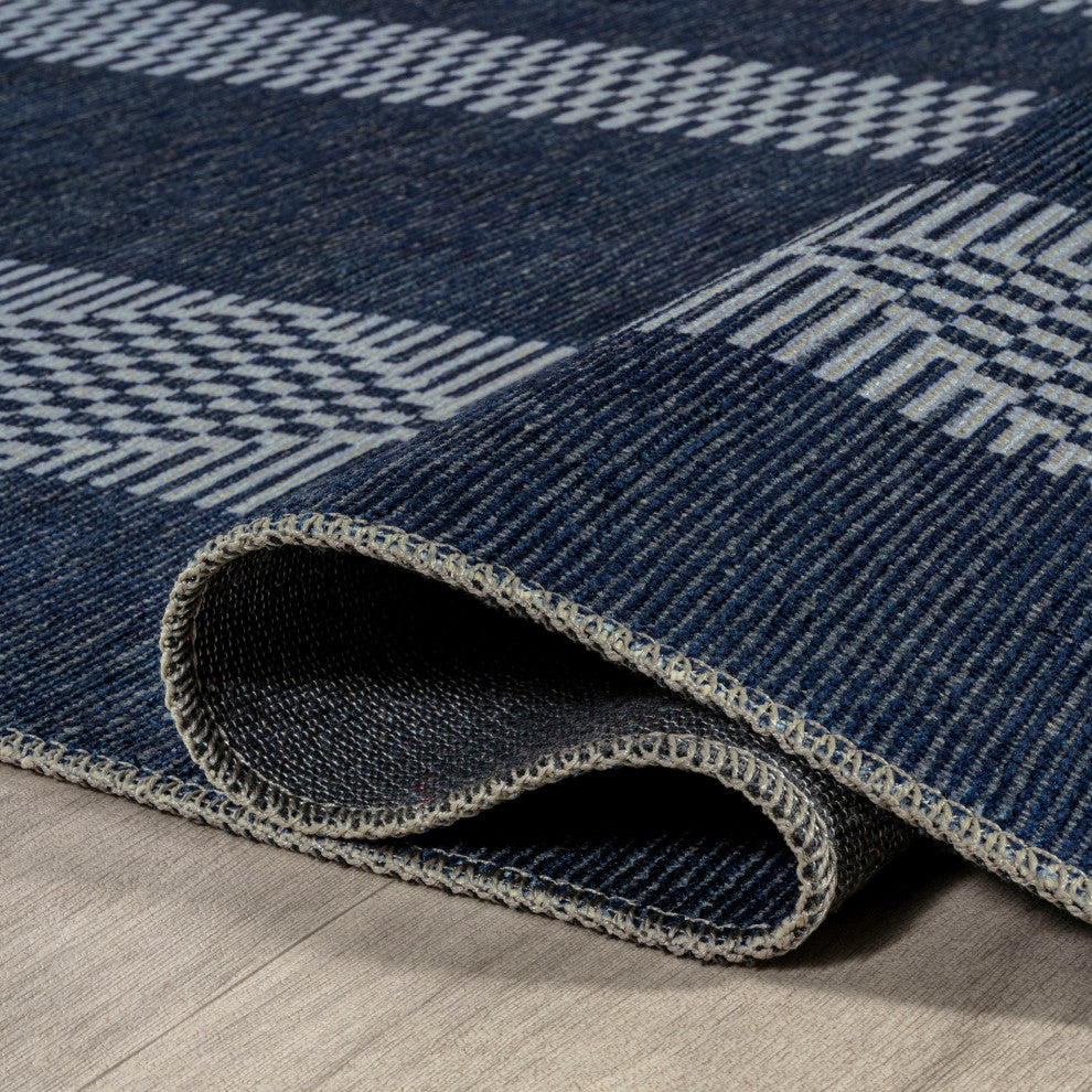 Nautisk Trellis Stripe Machine-Washable Area Rug, 3 X 5