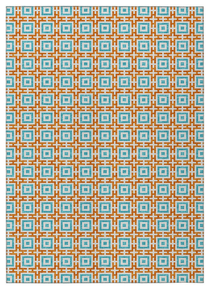 Indoor/Outdoor Marlo MO1 Orange Machine Washable 8' x 10' Rug