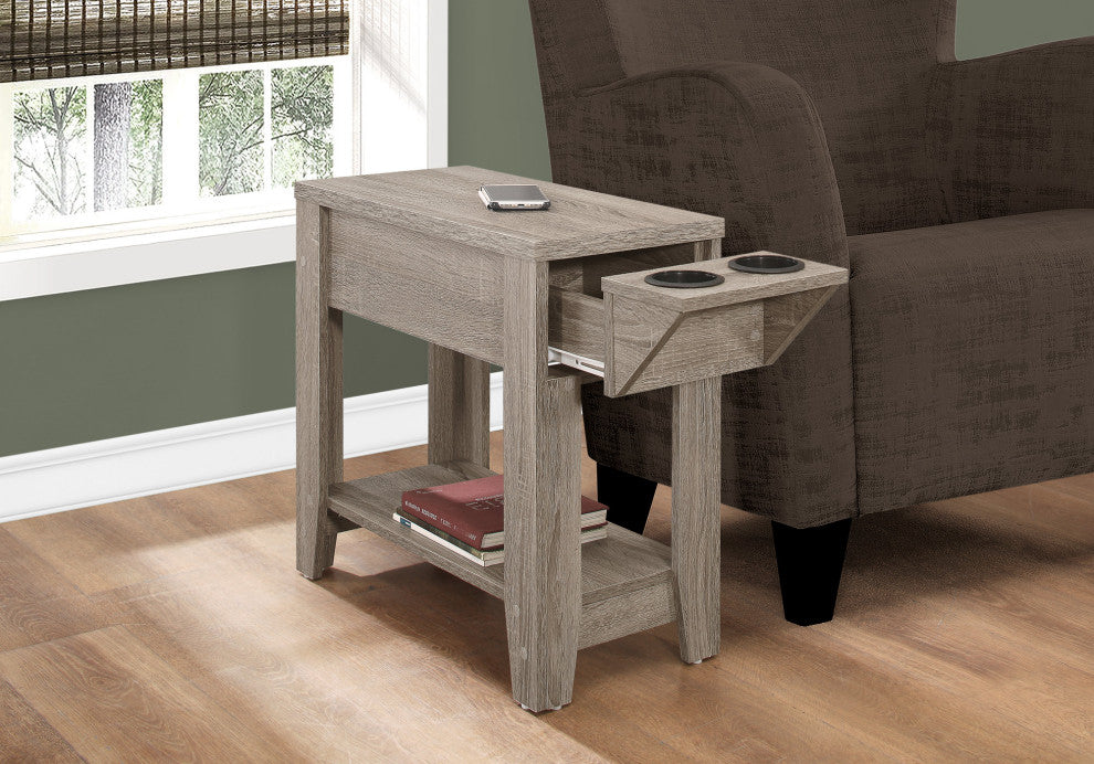 HomeRoots 28.75" x 12" x 22.5" Taupe Finish Accent Table