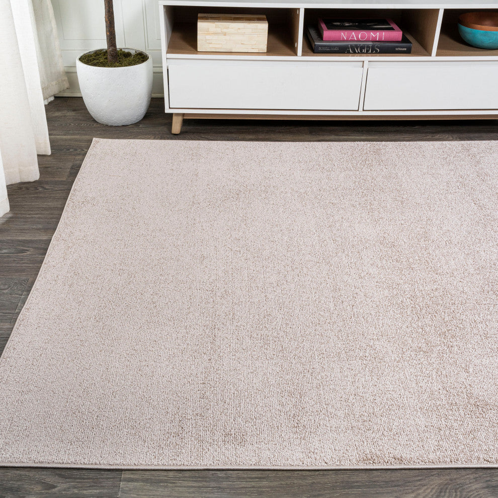 Haze Solid Low-Pile Beige 6 ft. x 9 ft. Area Rug