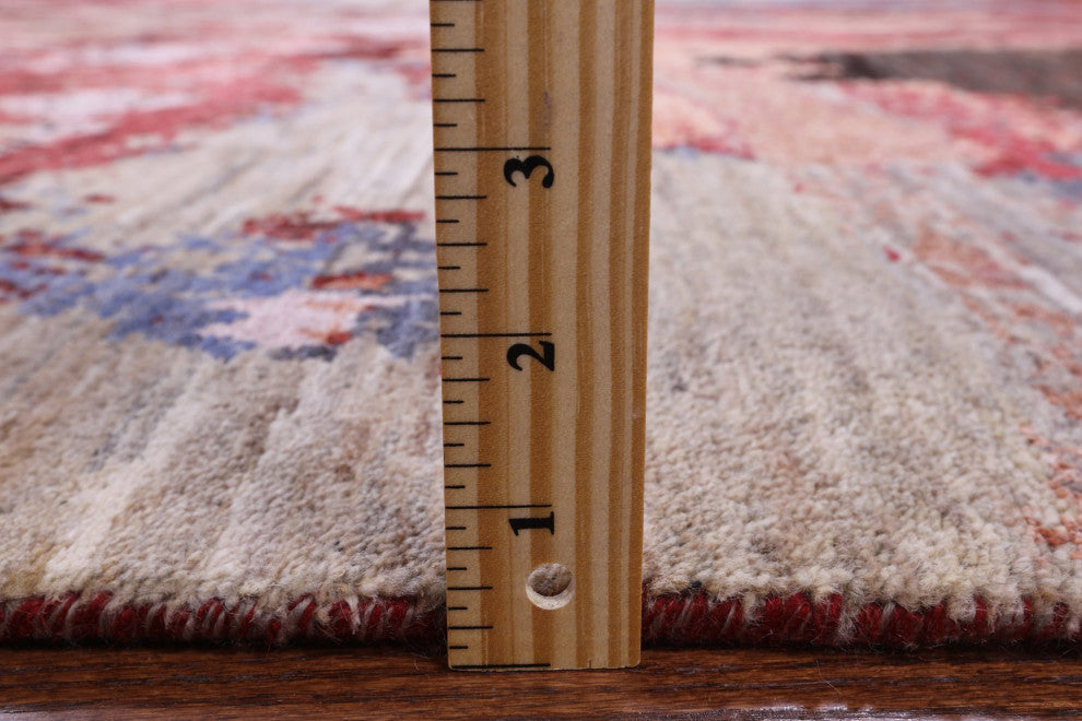 7' 9" X 10' 4" Abstract Hand Knotted Wool and Silk Rug Q8786