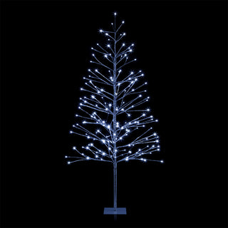 60"H Indoor/Outdoor Artificial Christmas Tree with Cool White LED Lights, Silver