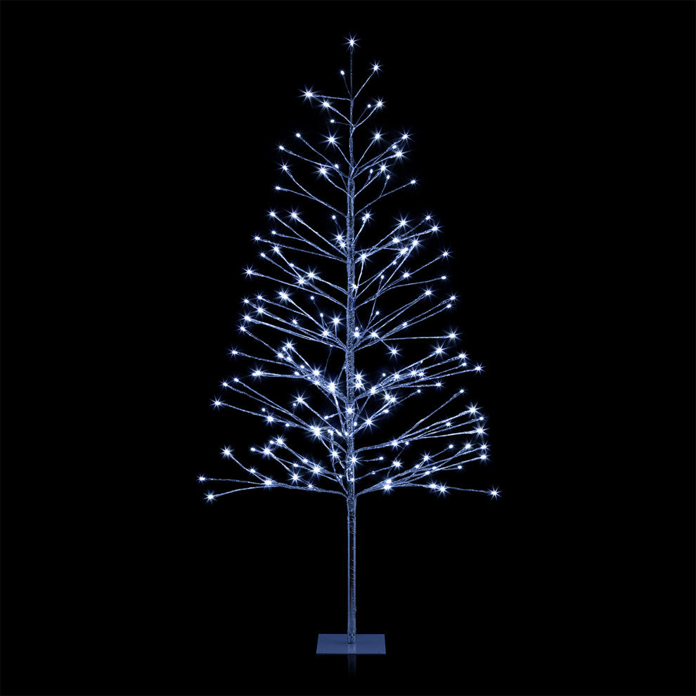 60"H Indoor/Outdoor Artificial Christmas Tree with Cool White LED Lights, Silver