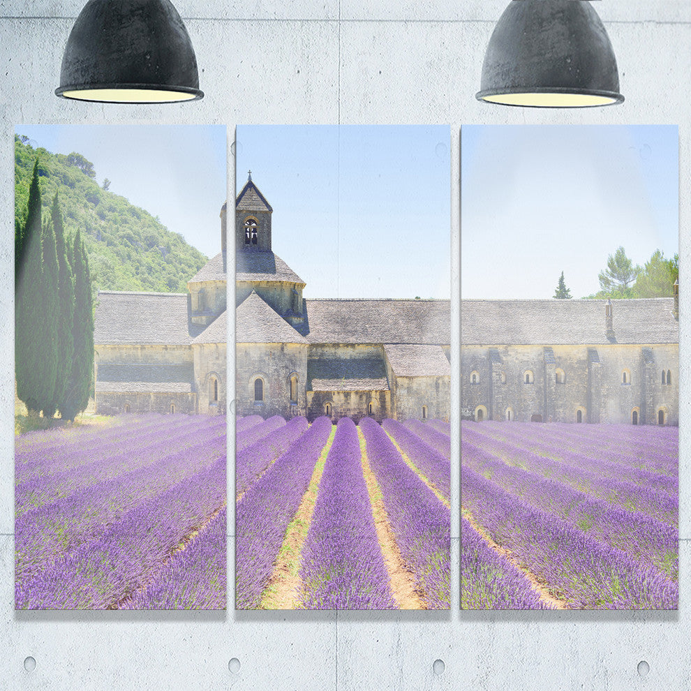 "Abbey of Senanque Blooming Lavender" Metal Wall Art, 3 Panels, 36"x28"