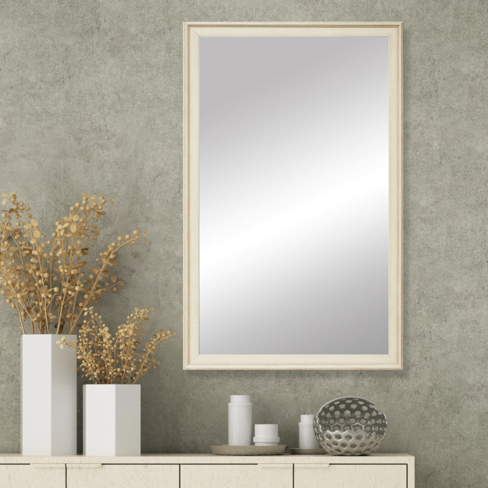 Kendall Framed Wall Mirror, Ivory, 20"x60"