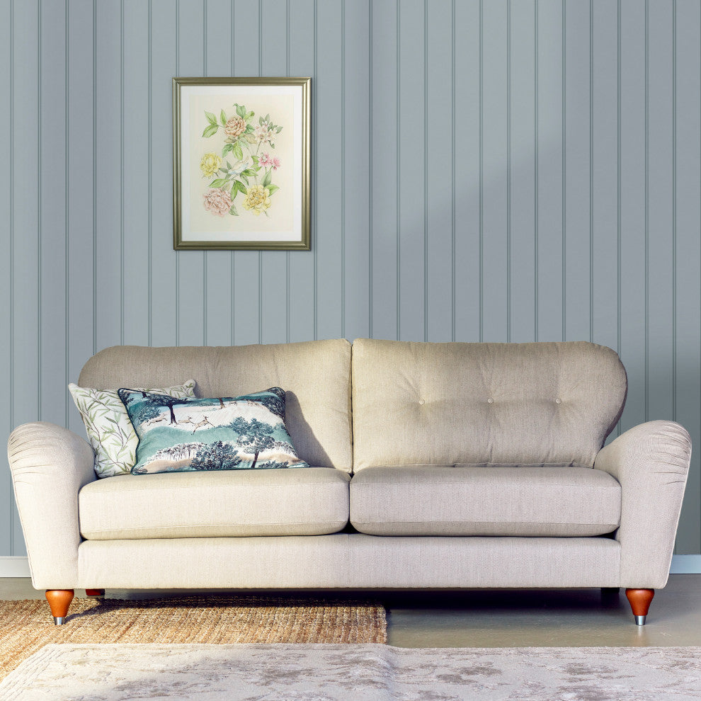 Laura Ashley Chalford Wood Panelling Wallpaper, Seaspray Blue