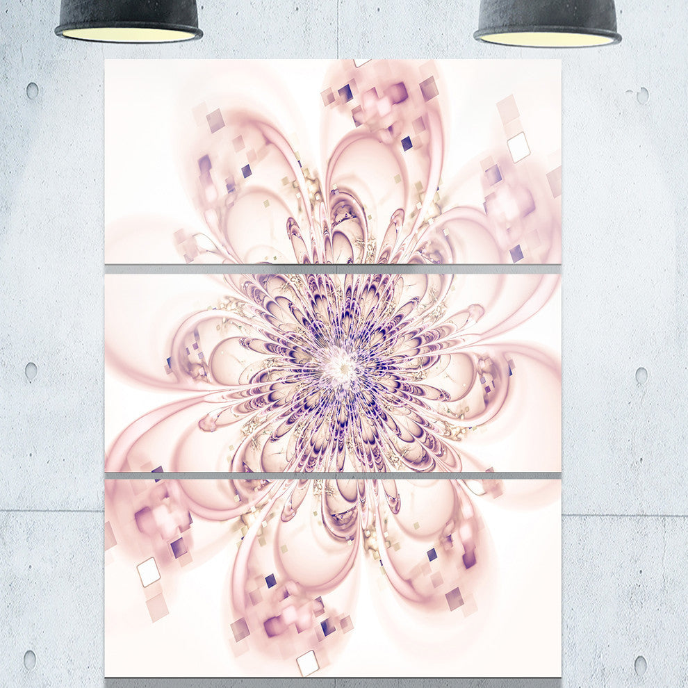 "Full Bloom Fractal Flower in Pink" Metal Wall Art, 3 Panels, 28"x36"