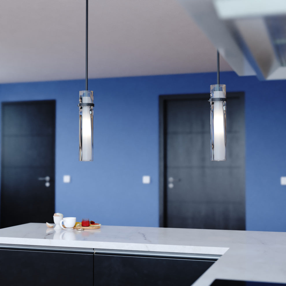 Vilo Contemporary Mini Pendant Ceiling Light White Glass, Matte Black