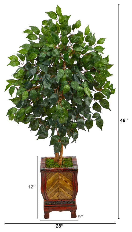 46" Ficus Artificial Tree, Decorative Planter