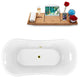 68" Black Clawfoot Tub and Tray, Black Feet, Gold External Drain