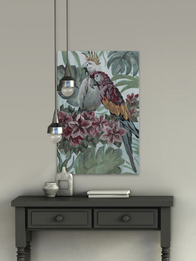 "Parrot Couple" Painting Print on Wrapped Canvas, 16"x24"