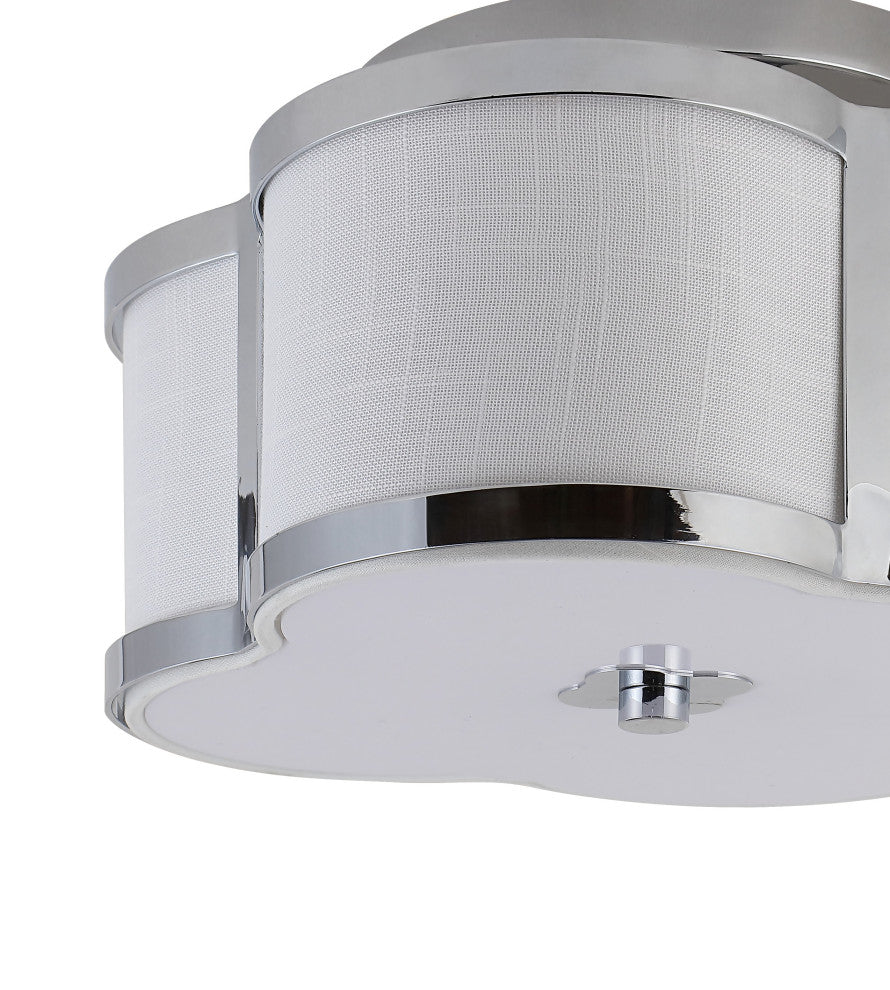Quatrefoil 13" Scalloped Shade Metal Classic Glam LED Flush Mount, Chrome