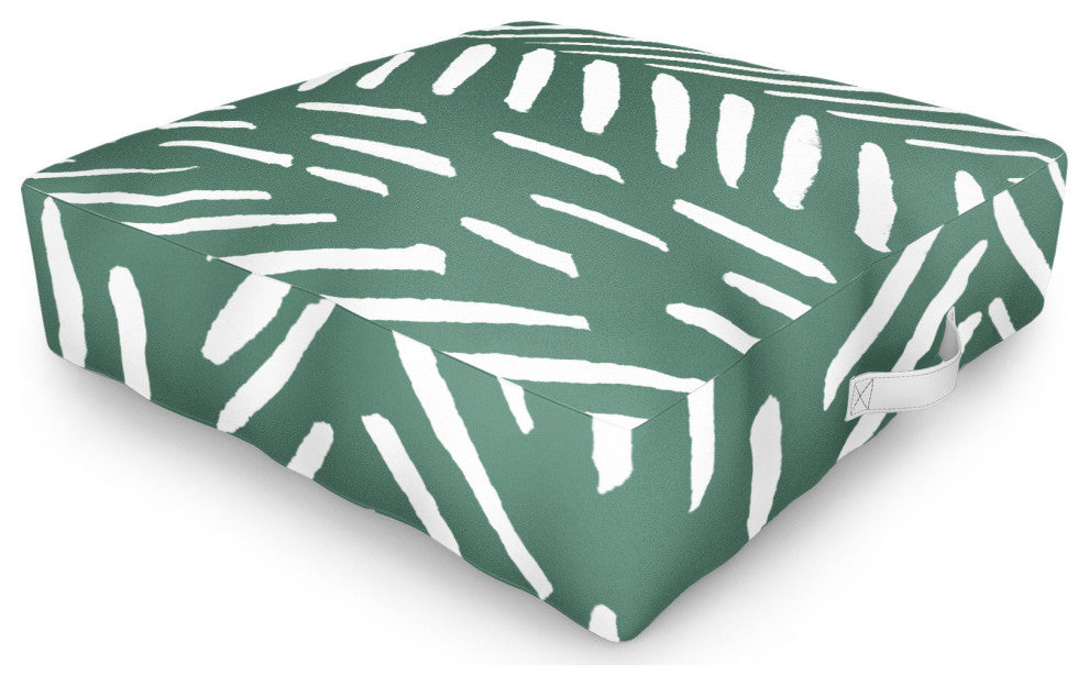 Angela Minca Abstract Herringbone Green Outdoor Floor Cushion
