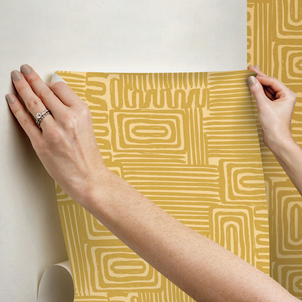 Emily Rayna Yellow Pathways Peel and Stick Wallpaper