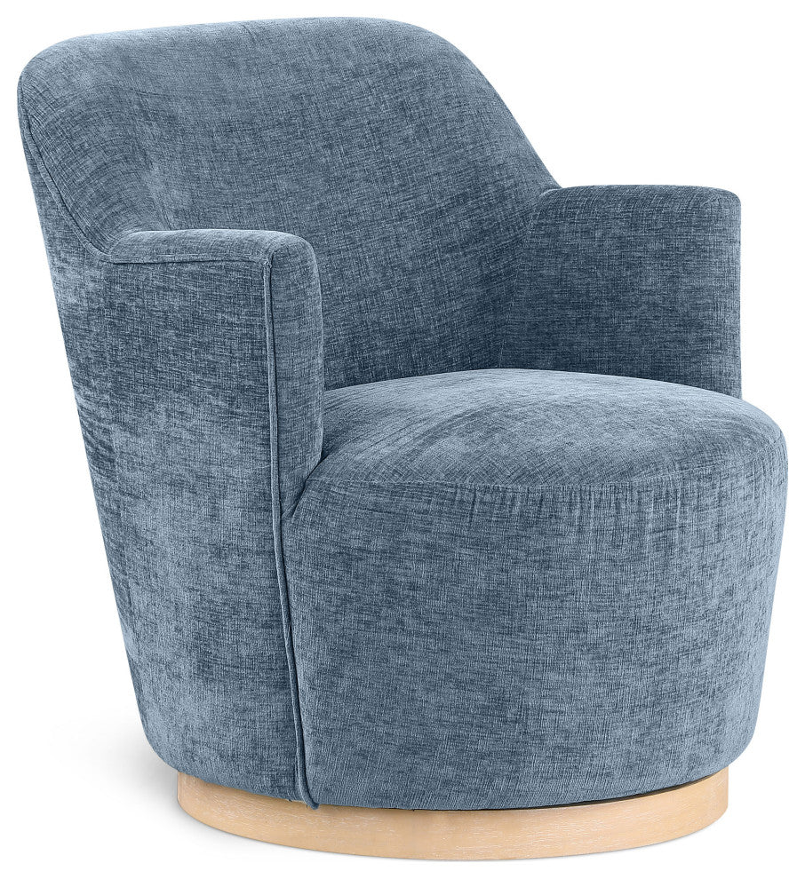 Clarita Swivel Accent Chair, Blue, Chenille Fabric