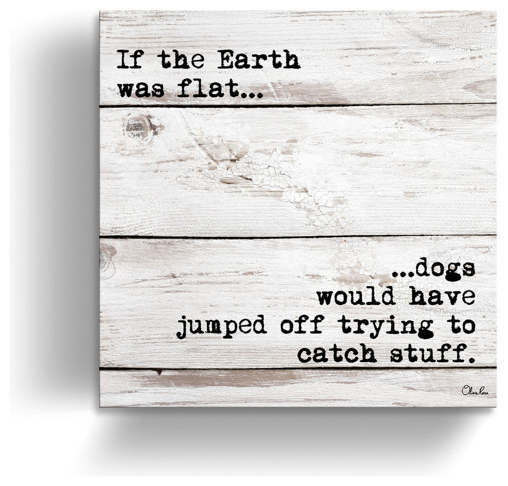 Ready2HangArt 'Flat Earth-Dog' Wrapped Canvas Animal Wall Art, 30"x30"