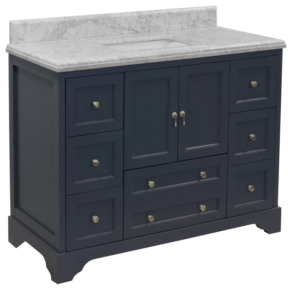 Madison 48" Bathroom Vanity, Marine Gray, Carrara Marble