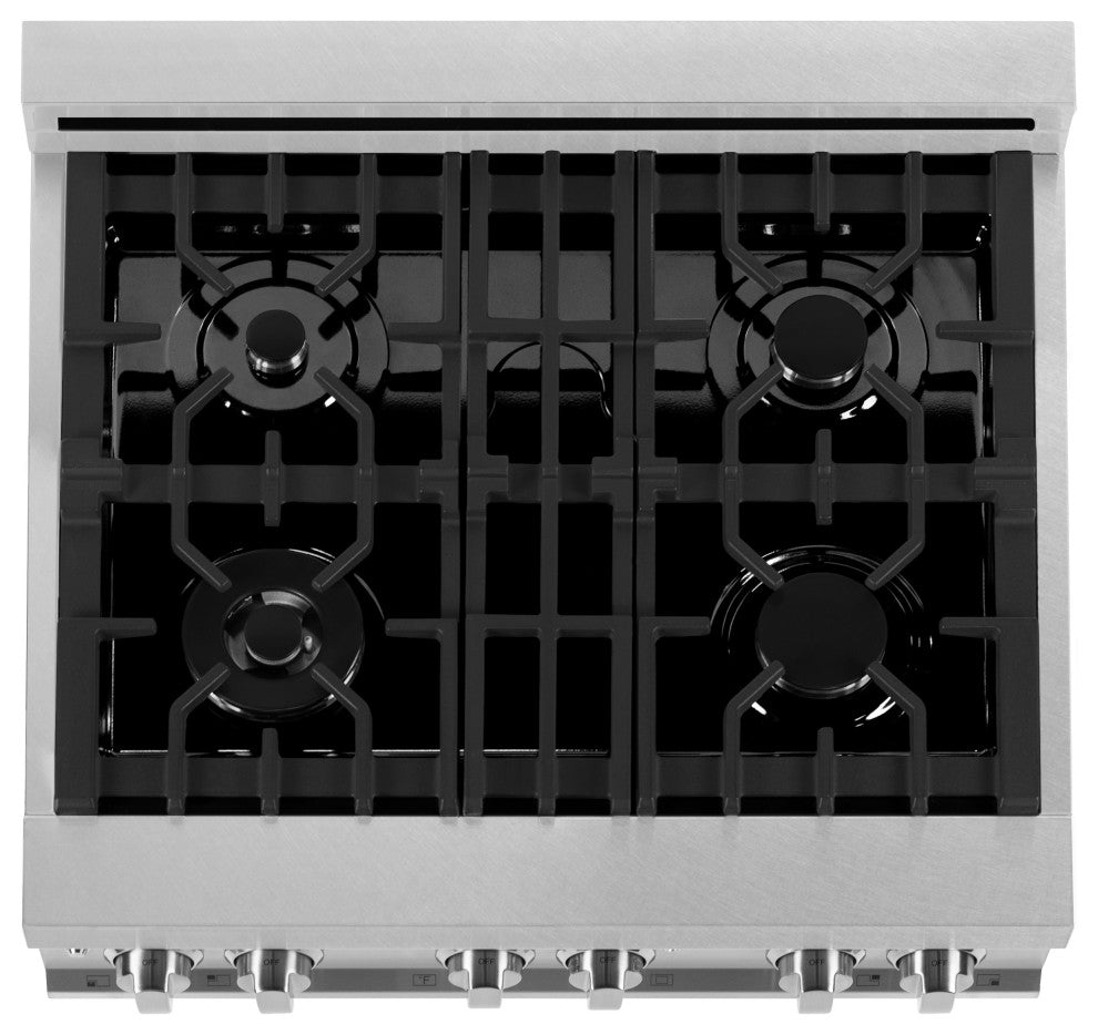 ZLINE 30" Range Gas Stove and Electric Oven, DuraSnow and White Matte Door